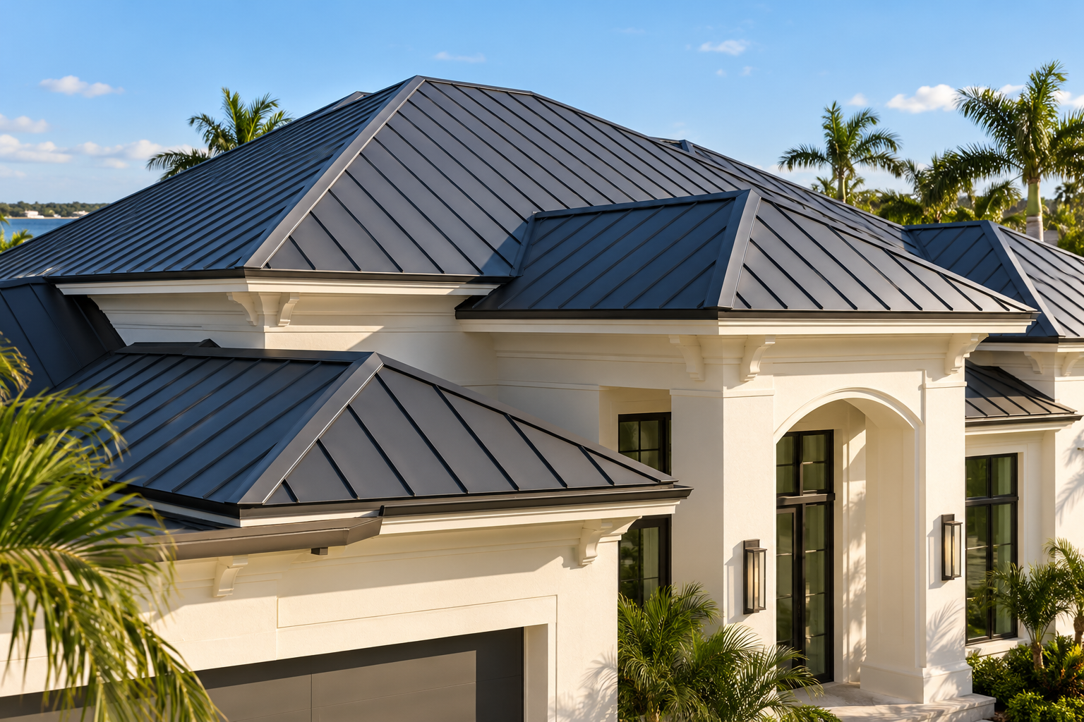 Illustrative standing seam metal roof on a Florida home